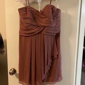 David’s Bridal Bridesmaid Dress Purple Burgundy size 14-adjusted to fit 12